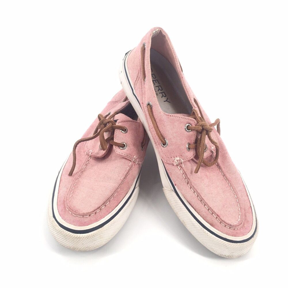 Sperry Top Sider Bahama II Oxford Shirt Sneaker 9 Mens Washed Red Boat Shoe - Picture 1 of 7